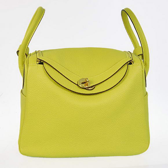 High Quality Replica Hermes Lindy 30CM Havanne Handbags 1057 Lemon Leather Golden Hardware - Click Image to Close